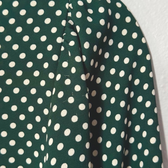 LOFT Green Polka Dot Long Sleeve Blouse - Picture 3 of 4